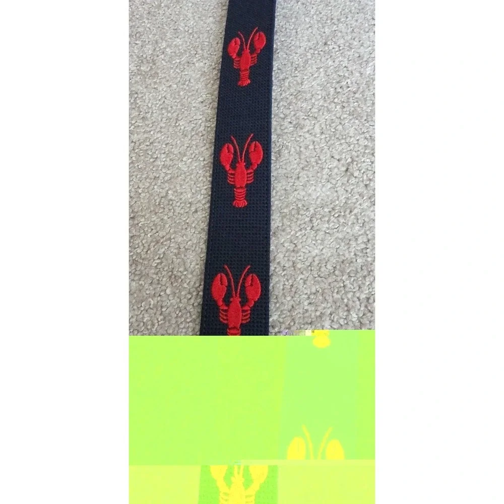 Penguin Men's Belt Red EMBROIDERED Lobster Pattern ~Brown Leather Size 32 ~ NWT
